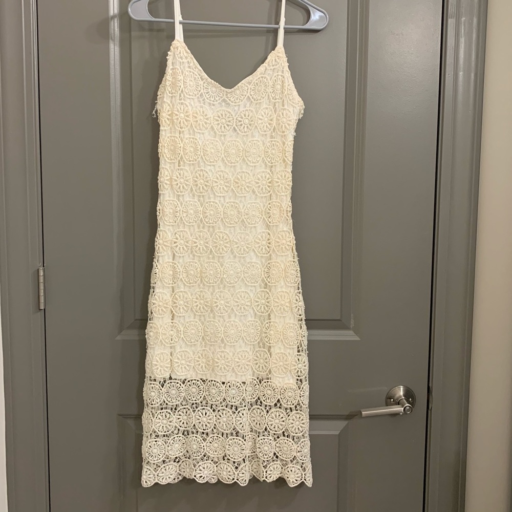 Cream/white midi spring dress